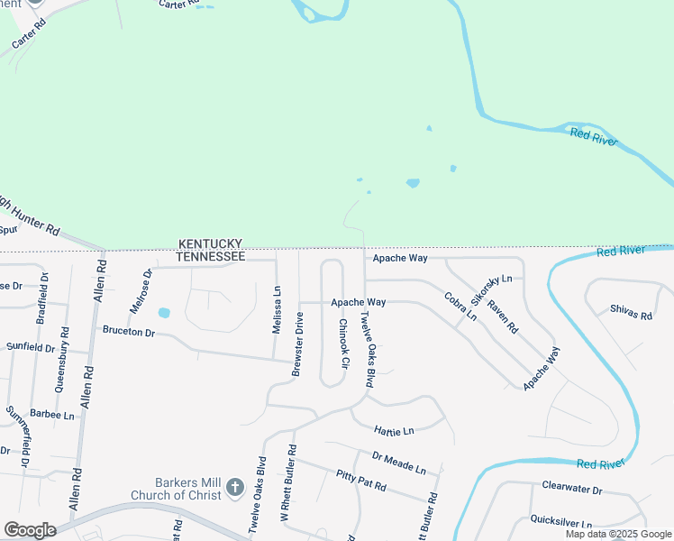 map of restaurants, bars, coffee shops, grocery stores, and more near 1272 Chinook Circle in Clarksville