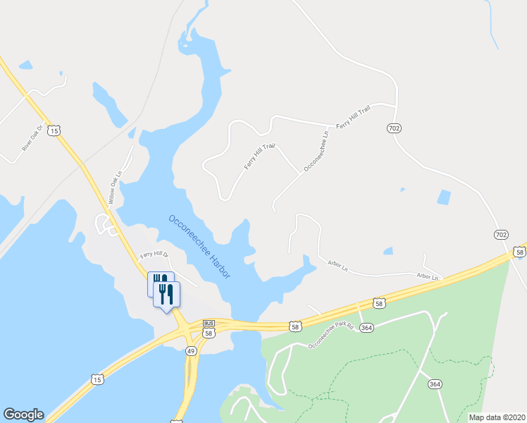 map of restaurants, bars, coffee shops, grocery stores, and more near 342 Occoneechee Lane in Clarksville