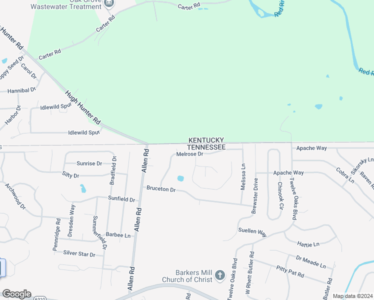 map of restaurants, bars, coffee shops, grocery stores, and more near 3448 Melrose Drive in Clarksville