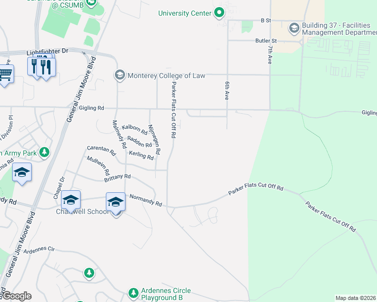 map of restaurants, bars, coffee shops, grocery stores, and more near 4386 Parker Flats Cut Off Road in Seaside