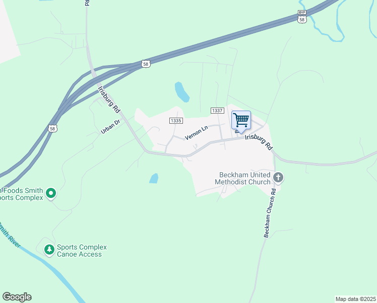 map of restaurants, bars, coffee shops, grocery stores, and more near 1254 Irisburg Road in Axton