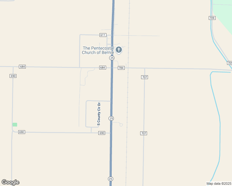 map of restaurants, bars, coffee shops, grocery stores, and more near 1928 Missouri 25 in Bernie