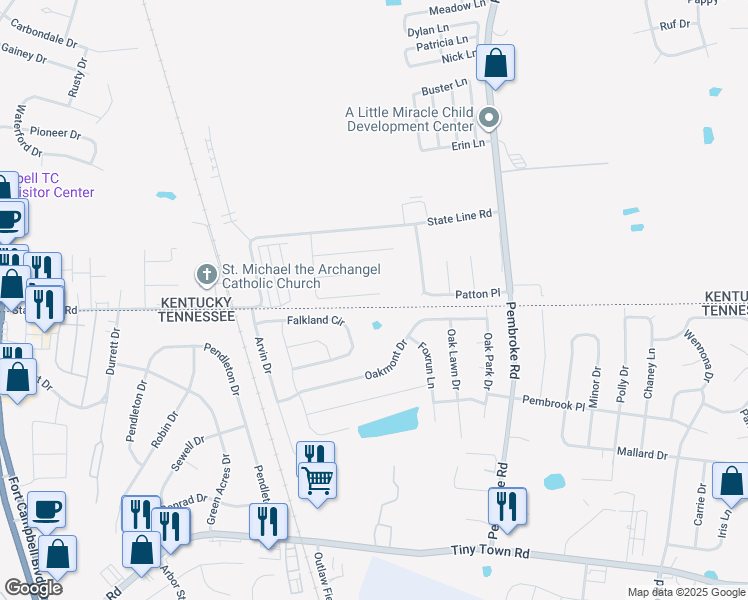 map of restaurants, bars, coffee shops, grocery stores, and more near 1061 Shadow Ridge Avenue in Oak Grove