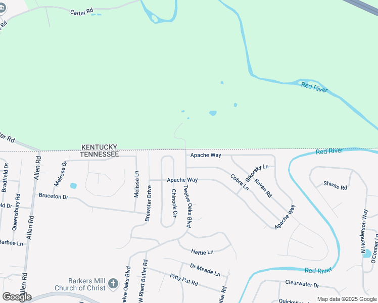 map of restaurants, bars, coffee shops, grocery stores, and more near 3101 Twelve Oaks Boulevard in Clarksville