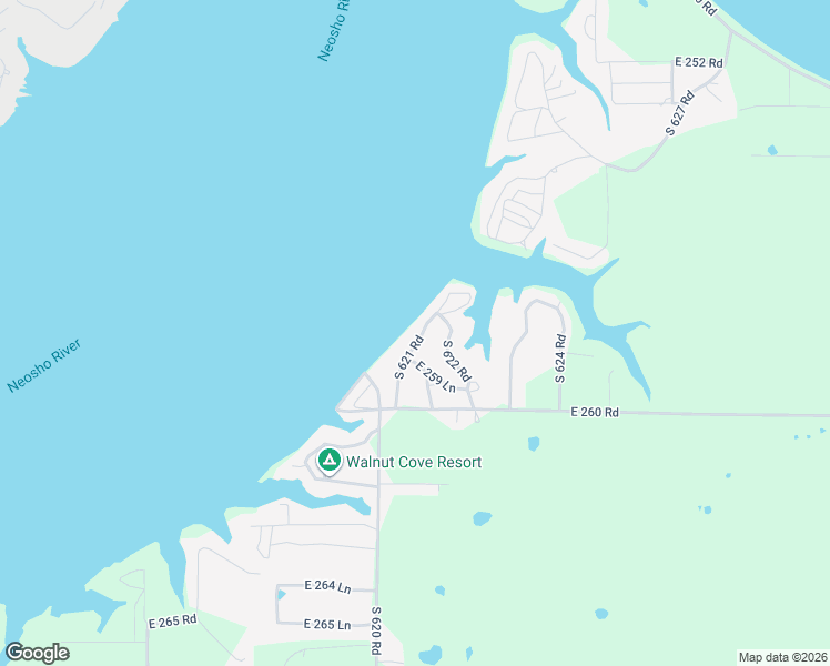 map of restaurants, bars, coffee shops, grocery stores, and more near 25820 South 621 Road in Grove