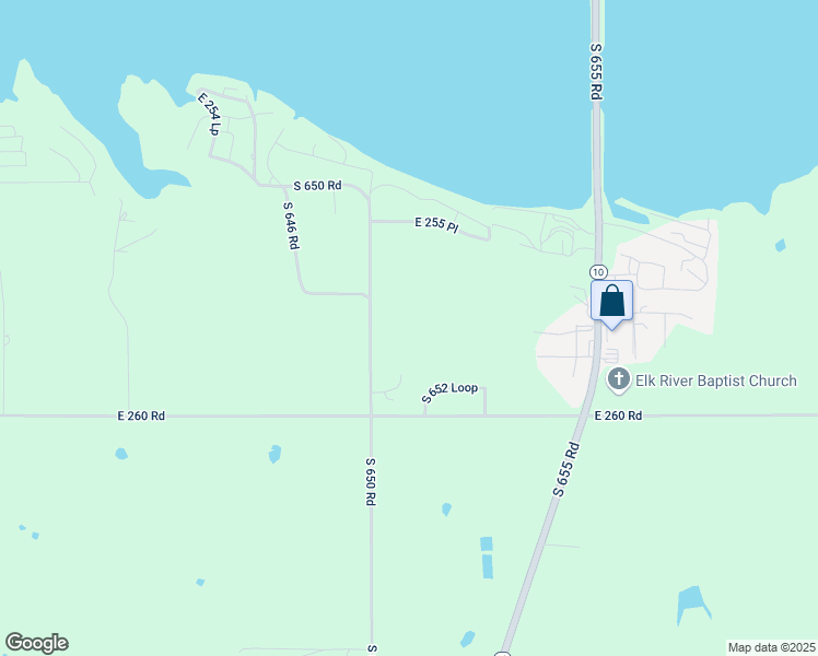 map of restaurants, bars, coffee shops, grocery stores, and more near 25800 South 650 Road in Grove