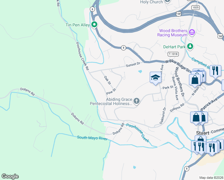map of restaurants, bars, coffee shops, grocery stores, and more near 210 Pine Street in Stuart