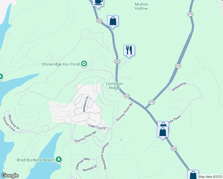 map of restaurants, bars, coffee shops, grocery stores, and more near 99 Royal Vista Drive in Branson