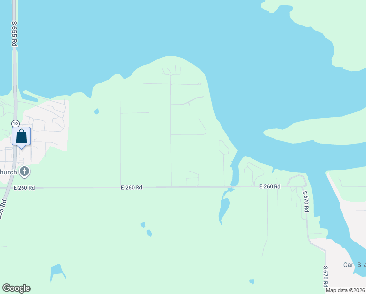 map of restaurants, bars, coffee shops, grocery stores, and more near 66350 East 255 Road in Grove