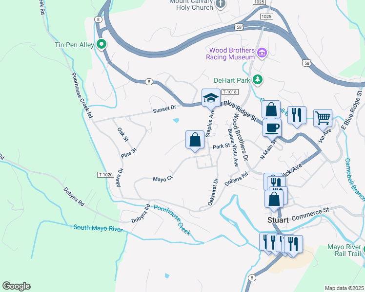 map of restaurants, bars, coffee shops, grocery stores, and more near 107 Laurel Court in Stuart