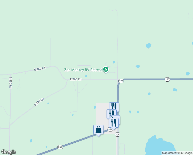 map of restaurants, bars, coffee shops, grocery stores, and more near 55608-55792 East 260 Road in Afton