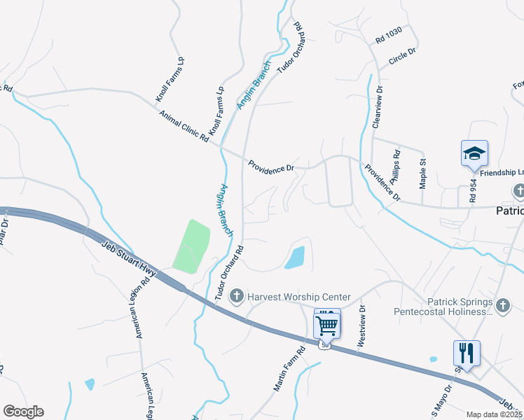 map of restaurants, bars, coffee shops, grocery stores, and more near Phillips Street in Patrick Springs
