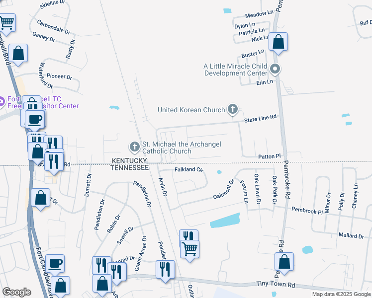 map of restaurants, bars, coffee shops, grocery stores, and more near 1019 Shadow Ridge Avenue in Oak Grove