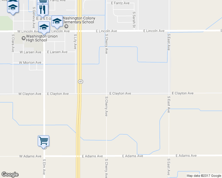 map of restaurants, bars, coffee shops, grocery stores, and more near 6460 South Cherry Avenue in Fresno