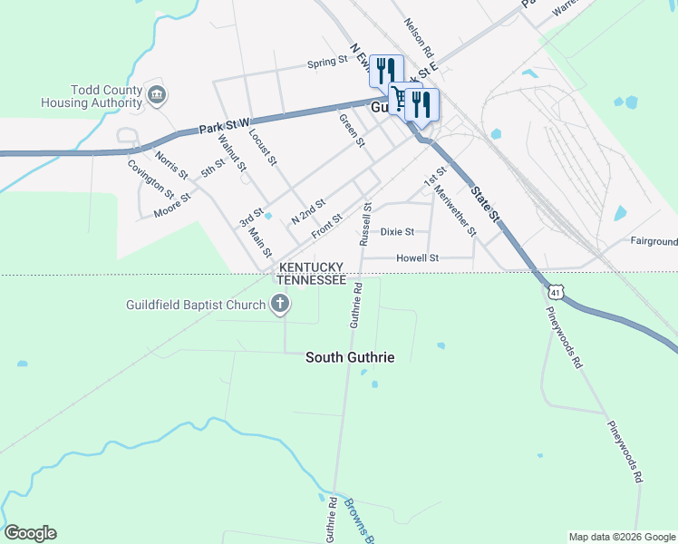 map of restaurants, bars, coffee shops, grocery stores, and more near 516 Edlin Street in Clarksville