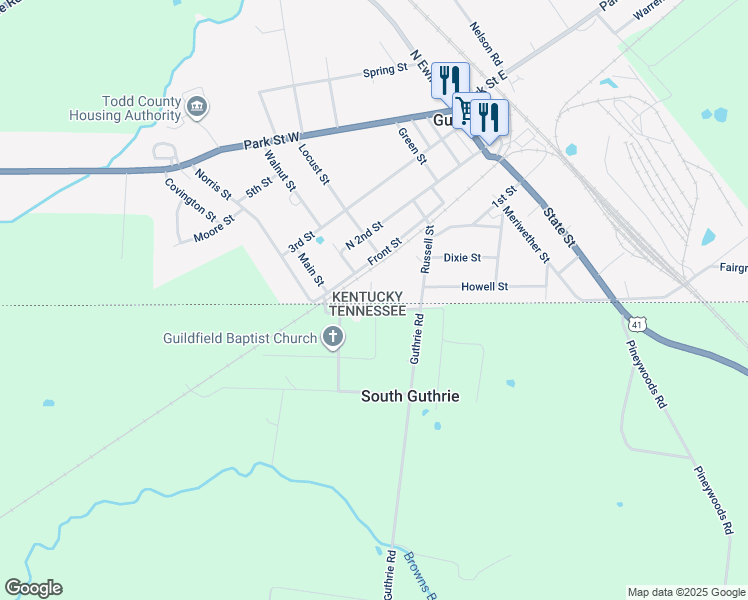 map of restaurants, bars, coffee shops, grocery stores, and more near 516 Edlin Street in Clarksville