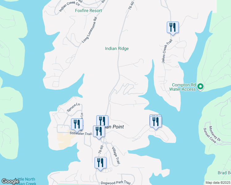 map of restaurants, bars, coffee shops, grocery stores, and more near 4 Treehouse Lane in Branson