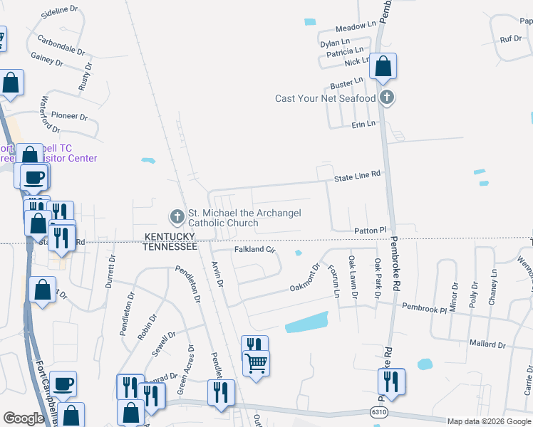 map of restaurants, bars, coffee shops, grocery stores, and more near 1113 Keith Avenue in Oak Grove