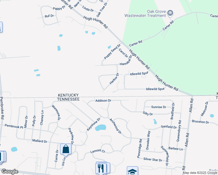 map of restaurants, bars, coffee shops, grocery stores, and more near 1820 Harbor Drive in Oak Grove