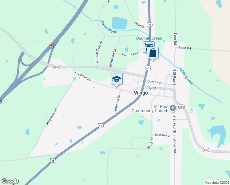 map of restaurants, bars, coffee shops, grocery stores, and more near 449 Lebanon Street in Wingo