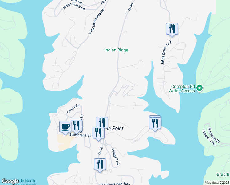 map of restaurants, bars, coffee shops, grocery stores, and more near 4 Treehouse Lane in Branson