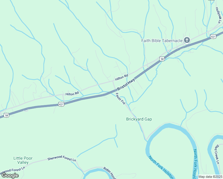 map of restaurants, bars, coffee shops, grocery stores, and more near U.S. 421 in Gate City