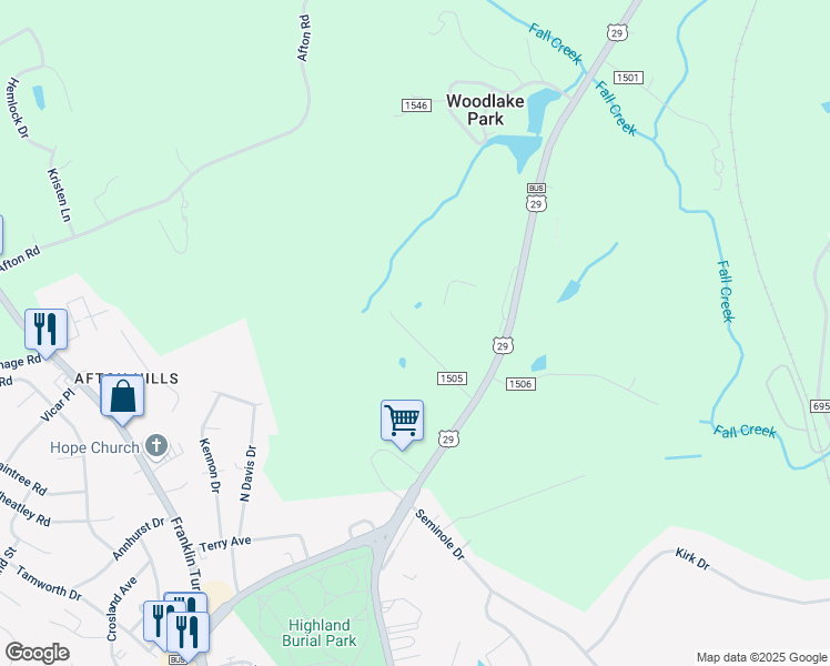 map of restaurants, bars, coffee shops, grocery stores, and more near 1217 Greenwood Drive in Danville