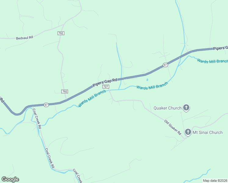 map of restaurants, bars, coffee shops, grocery stores, and more near Old Quaker Road in Galax