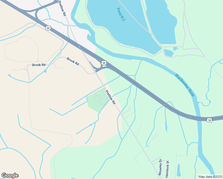 map of restaurants, bars, coffee shops, grocery stores, and more near 27435 Pretlow Road in Franklin
