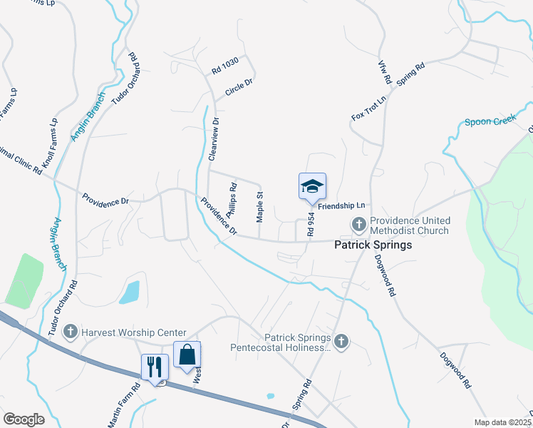 map of restaurants, bars, coffee shops, grocery stores, and more near 80 Maple Street in Patrick Springs