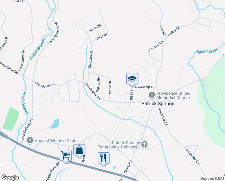 map of restaurants, bars, coffee shops, grocery stores, and more near 80 Maple Street in Patrick Springs