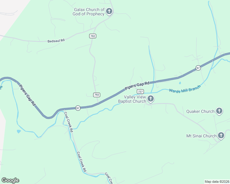 map of restaurants, bars, coffee shops, grocery stores, and more near 1114-1332 Pipers Gap Road in Galax