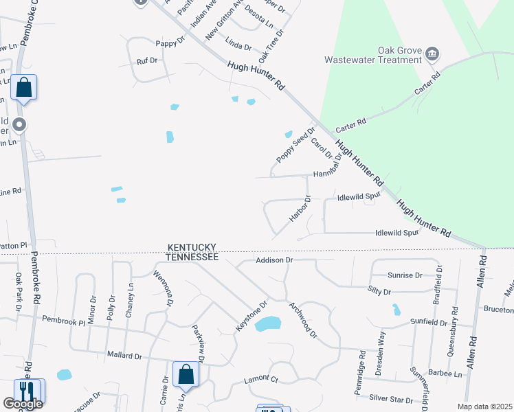 map of restaurants, bars, coffee shops, grocery stores, and more near 1937 Timberline Circle in Oak Grove