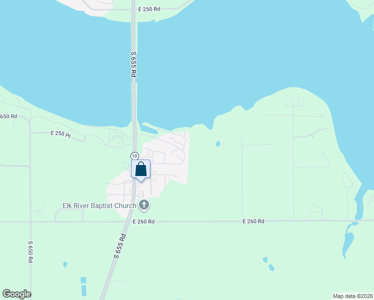 map of restaurants, bars, coffee shops, grocery stores, and more near 65742-65898 E 257 Rd in Grove