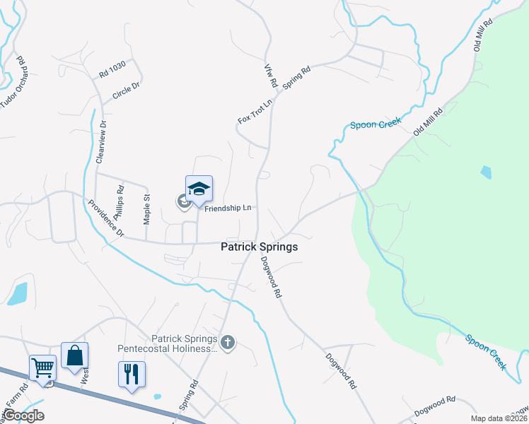 map of restaurants, bars, coffee shops, grocery stores, and more near 873 Spring Road in Patrick Springs