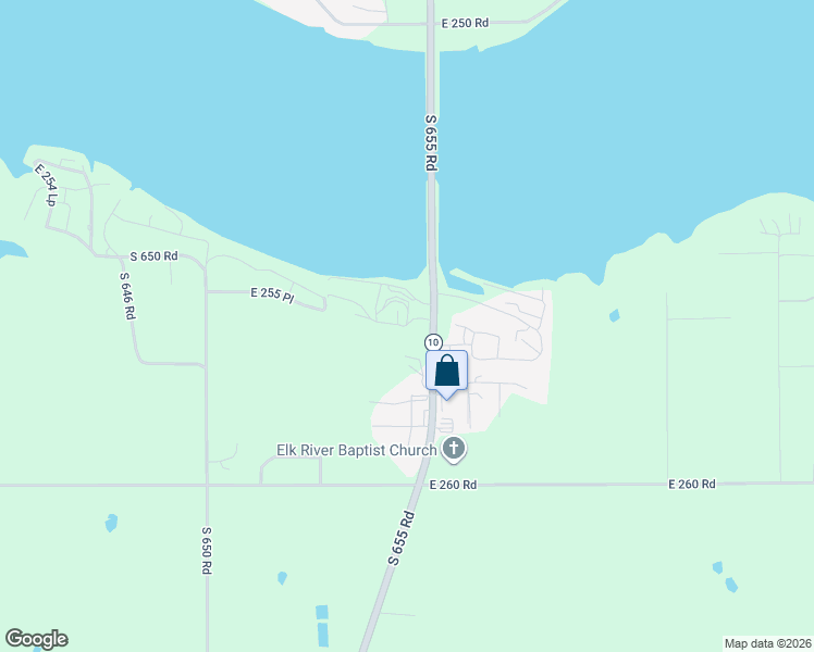 map of restaurants, bars, coffee shops, grocery stores, and more near 65541 East 256 Road in Grove