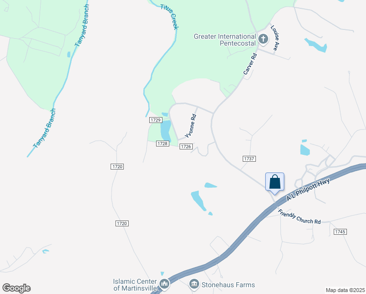map of restaurants, bars, coffee shops, grocery stores, and more near 159 Patricia Drive in Martinsville