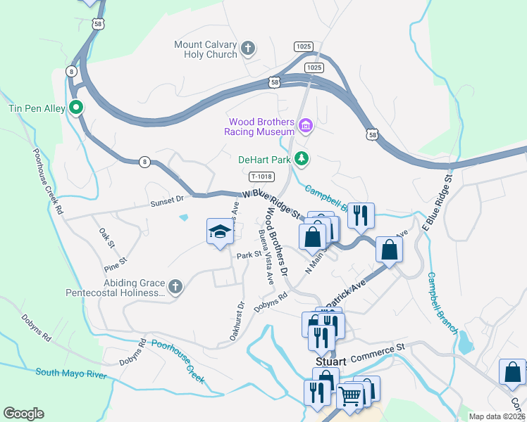 map of restaurants, bars, coffee shops, grocery stores, and more near 100-198 Buena Vista Avenue in Stuart