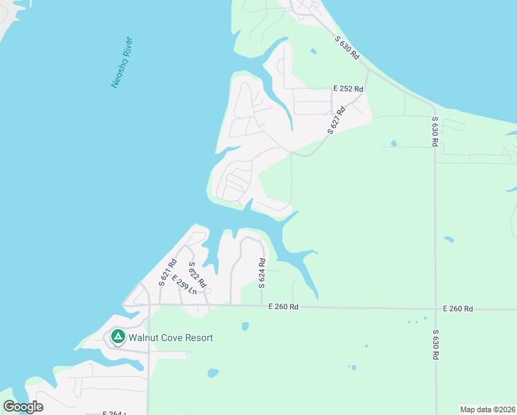 map of restaurants, bars, coffee shops, grocery stores, and more near 25671 South 625 Road in Grove
