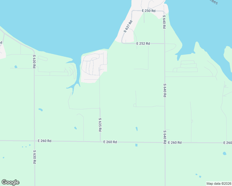 map of restaurants, bars, coffee shops, grocery stores, and more near 25450 South 635 Road in Grove