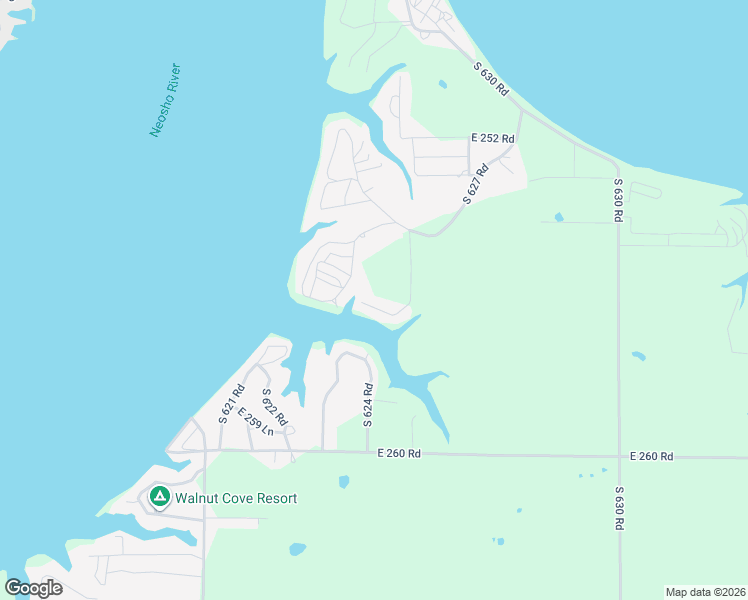 map of restaurants, bars, coffee shops, grocery stores, and more near 25671 South 625 Road in Grove