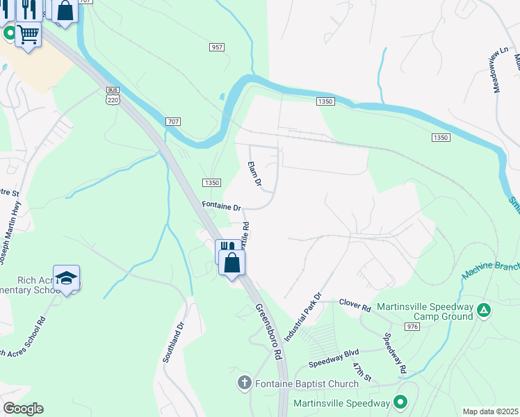 map of restaurants, bars, coffee shops, grocery stores, and more near 248 Fontaine Drive in Ridgeway