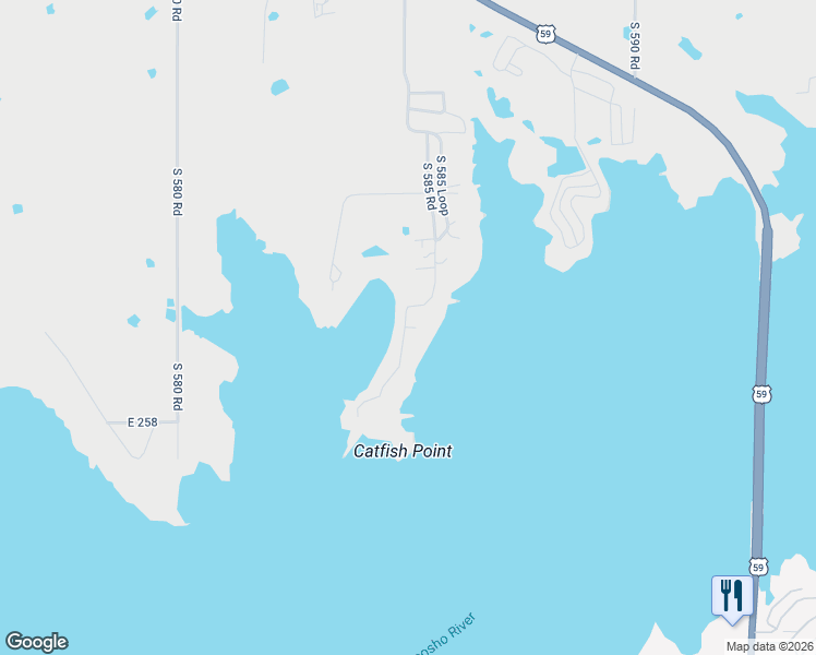 map of restaurants, bars, coffee shops, grocery stores, and more near 58506 East 256 in Afton