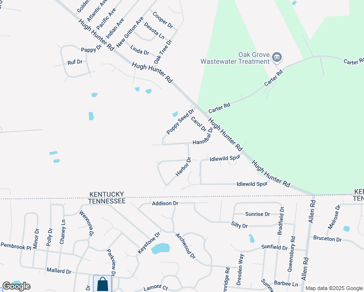map of restaurants, bars, coffee shops, grocery stores, and more near 1628 Hannibal Drive in Oak Grove
