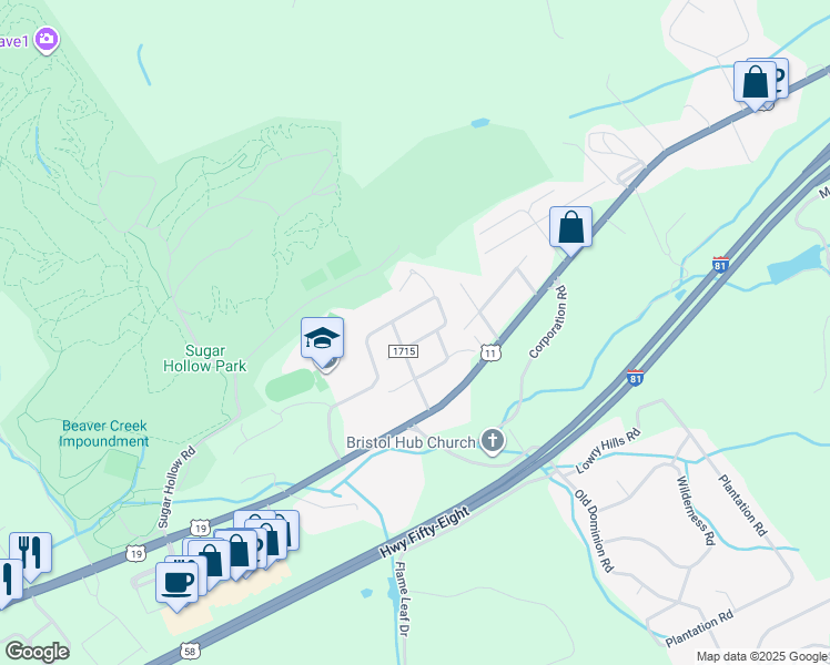 map of restaurants, bars, coffee shops, grocery stores, and more near 21178 Lynn Street in Bristol