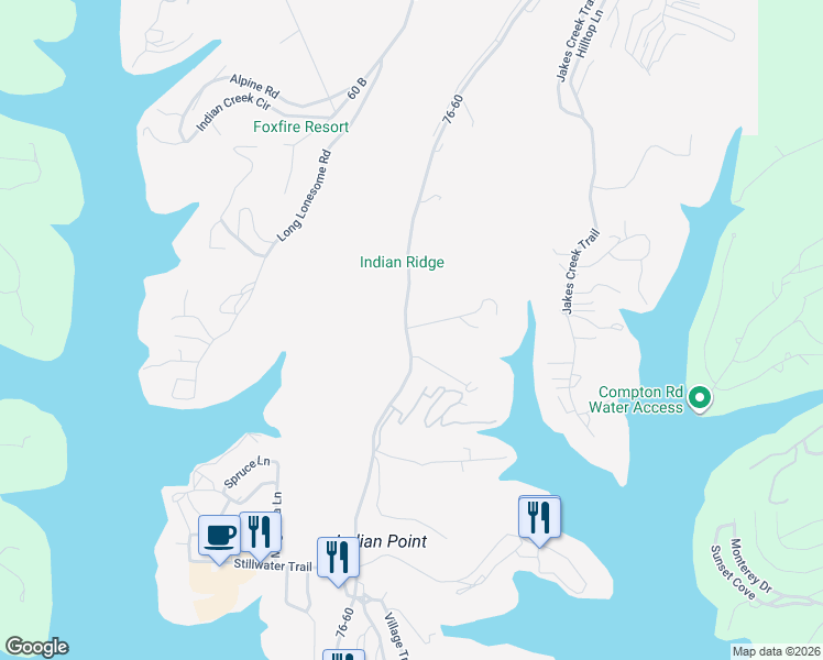 map of restaurants, bars, coffee shops, grocery stores, and more near 2180 Indian Point Road in Branson