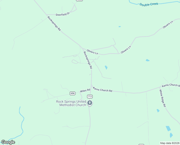 map of restaurants, bars, coffee shops, grocery stores, and more near 2092 Rocksprings Road in Ringgold