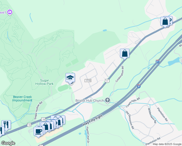 map of restaurants, bars, coffee shops, grocery stores, and more near 21178 Lynn Street in Bristol