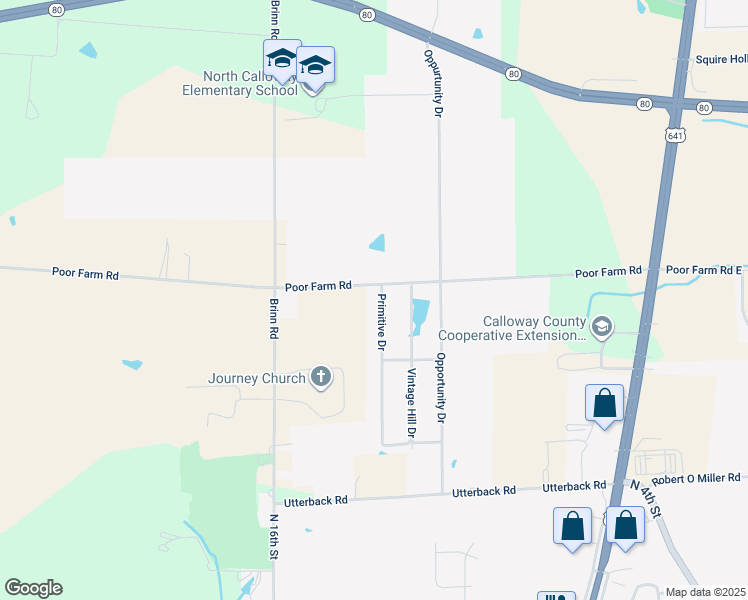 map of restaurants, bars, coffee shops, grocery stores, and more near 2 Blackbird Lane in Murray