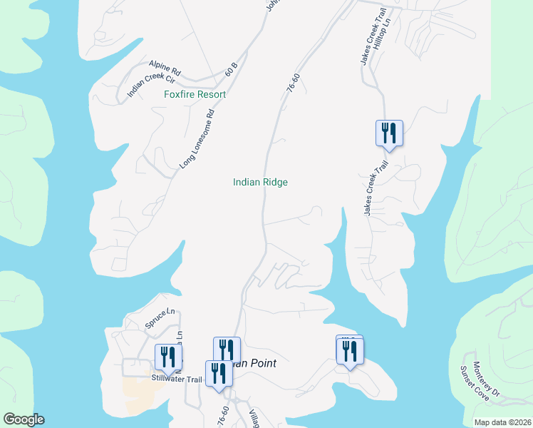map of restaurants, bars, coffee shops, grocery stores, and more near 2180-2204 Indian Point Road in Branson